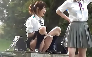 Immature Oriental school gals enactment relative to urinate